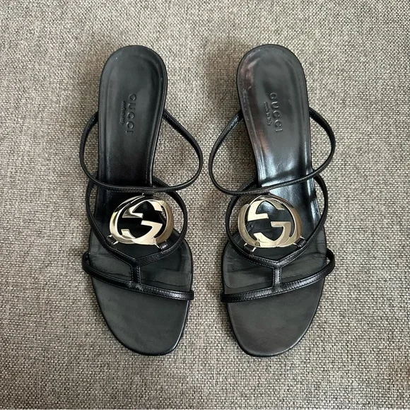 Vintage Gucci ‘GG’ logo strappy kitten heel sandals - Picture 1 of 6